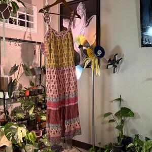 KNOX ROSE Flowy Maxi Dress Floral Print Sleeveless Sundress Bohemian Style‎